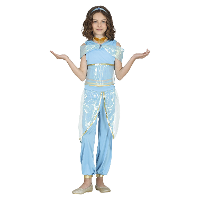 Arabische prinses verkleed kostuum   blauw   voor meisjes   buikdanseres   1001 nacht thema