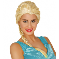 Blonde Elsa prinsessen verkleedpruik   damespruik   met lange vlecht