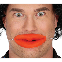 Botox lippen   rood   met elastiek   duckface mond   nep dikke/opgespoten lippen