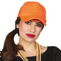Carnaval baseballcap petje   fluor oranje   verkleed accessoires   volwassenen   Eighties/disco