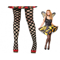 Carnaval netpanty   dames   zwart   met grote ronde gaten   one size