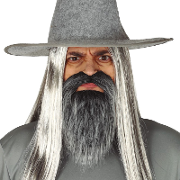 Carnaval/verkleed accessoires baard/snor   half lang   grijs   aan elastiek
