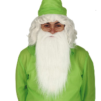 Carnaval/verkleed accessoires baard/snor   lang   wit   aan elastiek