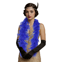 Carnaval verkleed boa met veren   blauw   80 gram   themafeest