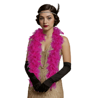 Carnaval verkleed boa met veren   fuchsia roze   80 gram   themafeest