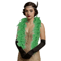 Carnaval verkleed boa met veren   groen   80 gram   themafeest