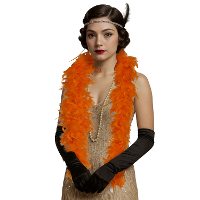Carnaval verkleed boa met veren   oranje   80 gram   themafeest