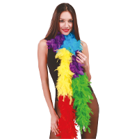 Carnaval verkleed boa met veren   regenboog kleuren   200 cm   40 gram   LHBTIQ/Gay Pride
