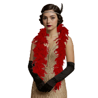 Carnaval verkleed boa met veren   rood   80 gram   themafeest