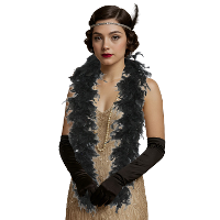 Carnaval verkleed boa met veren   zwart   80 gram   themafeest