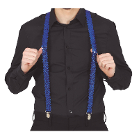 Carnaval verkleed bretels   pailletten blauw   volwassenen/heren/dames