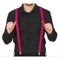 Carnaval verkleed bretels   pailletten fuchsia roze   volwassenen/heren/dames
