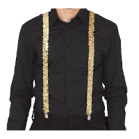 Carnaval verkleed bretels   pailletten goud   volwassenen/heren/dames