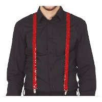 Carnaval verkleed bretels   pailletten rood   volwassenen/heren/dames