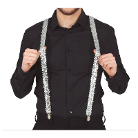 Carnaval verkleed bretels   pailletten zilver   volwassenen/heren/dames