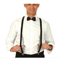 Carnaval verkleed bretels   pailletten zwart   volwassenen/heren/dames