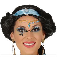 Carnaval verkleed Gezicht stickers   Egyptische/Oosterse prinses   plakdiamantjes   schmink stickers