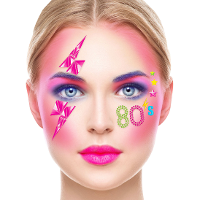 Carnaval verkleed Gezicht stickers   Foute 80s party   plakdiamantjes   schmink stickers