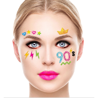 Carnaval verkleed Gezicht stickers   Foute 90s party   plakdiamantjes   schmink stickers
