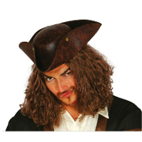 Carnaval verkleed hoed voor een Piraat   bruin   lederlook   heren/dames
