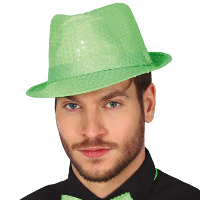 Carnaval verkleed hoedje   glitter groen   volwassenen/heren   met paillette