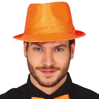 Carnaval verkleed hoedje   glitter oranje   volwassenen/heren   met paillette