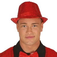 Carnaval verkleed hoedje   glitter rood   volwassenen/heren   met paillette