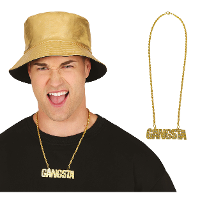 Carnaval verkleed ketting/sieraad   metaal   goud   gangsta hanger   pooier