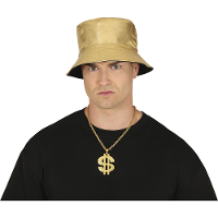 Carnaval verkleed ketting/sieraad   metaal   goud   pooier/gangster   dollarteken   $