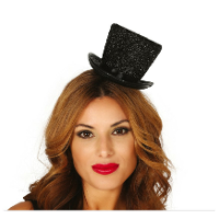 Carnaval verkleed mini hoedje voor diverse thema's   zwart   glitters   dames