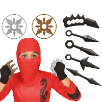 Carnaval verkleed Ninja set   accessoire   zwart   10 delig