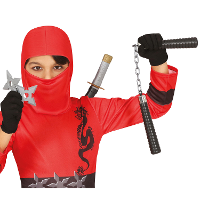 Carnaval verkleed Ninja set   accessoires   zwart   4 delig
