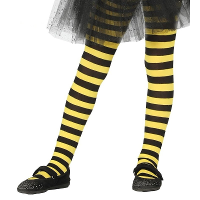 Carnaval verkleed panty   geel/zwart   gestreept   15 denier   voor meisjes