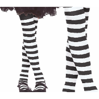 Carnaval verkleed panty   gestreept/strepen   zwart/wit   15 denier   meisjes van 3 tot 6 jaar