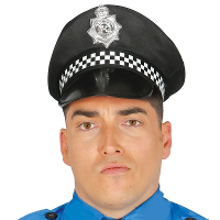 Carnaval verkleed pet   Politie agent   zwart   Politiepet   voor volwassenen