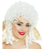 Carnaval verkleed pruik   dames   Middeleeuwse stijl   wit   krullen   klassiek