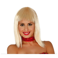 Carnaval verkleed pruik halflang haar met pony   blond   voor dames