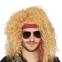 Carnaval verkleed pruik   hippie/rockster   blond   krullen   heren   foute party