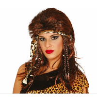 Carnaval verkleed pruik holbewoner/prehistorie   bruin   dames   oertijd accessoires