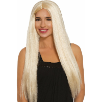 Carnaval verkleed pruik lang haar   blond   voor dames   one size