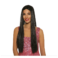 Carnaval verkleed pruik lang haar   zwart   voor dames   one size