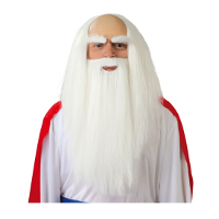 Carnaval verkleed pruik met baard   Tovenaar   lange witte haren en baard