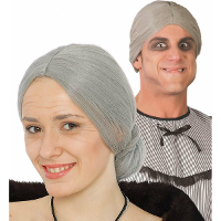 Carnaval verkleed pruik oma/Sarah   grijs met knot   one size