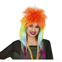 Carnaval verkleed pruik punk/rockster   multi kleuren   voor dames   one size   foute party