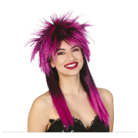 Carnaval verkleed pruik   punk/rockster   paars   voor dames   foute party