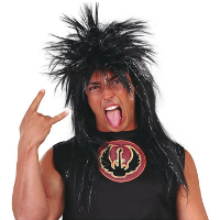 Carnaval verkleed pruik punk/rockster   zwart   heren/dames   one size   foute party