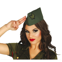 Carnaval verkleed Soldaten hoedjes   donkergroen   voor dames   Militairen/leger thema   Jaren 40/50