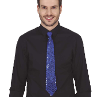 Carnaval verkleed stropdas met pailletten   donkerblauw   polyester   volwassenen/unisex