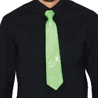 Carnaval verkleed stropdas met pailletten   neon groen   polyester   volwassenen/unisex