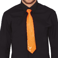 Carnaval verkleed stropdas met pailletten   oranje   polyester   volwassenen/unisex